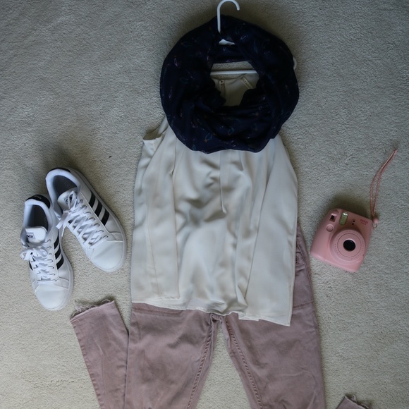 Navy Patterned Scarf - Picture 3 of 3